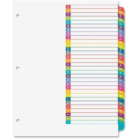 Colorful Blank Printable Avery Table Of Contents Template